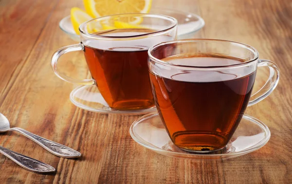 Glass cups of a black tea — Stock Photo, Image