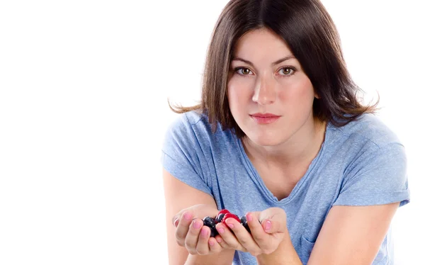 Beautiful girl with berries — Stock Photo, Image