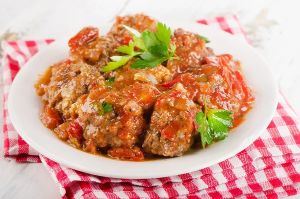 Meatballs with  fresh parsley — Stock Photo, Image