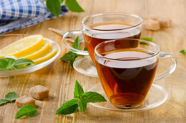 Üveg csésze tea — Stock Fotó