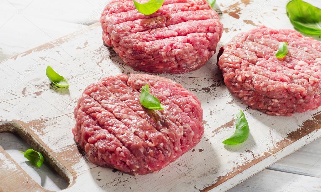 Raw Ground beef Burger steak