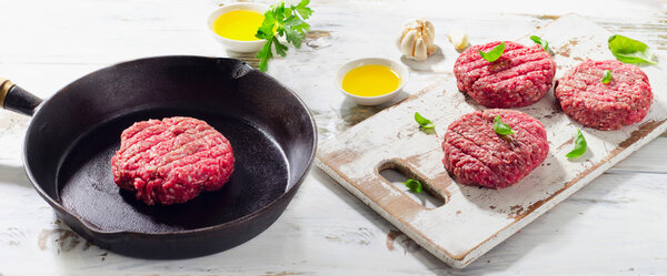 Raw ground beef  patties