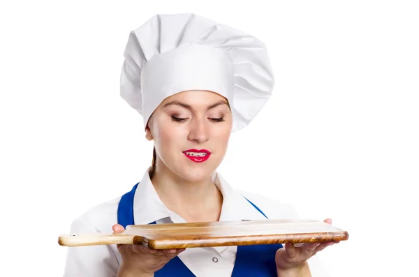 Portret van een jonge vrouw chef-kok — Stockfoto
