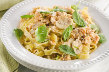 Mantarlı makarna fettuccini