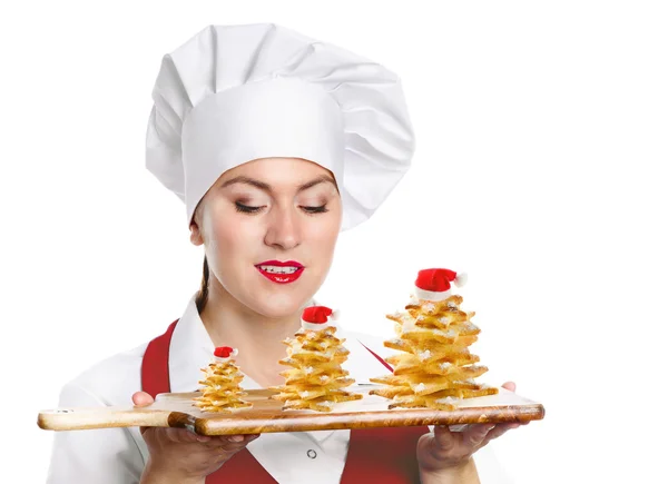 Portrét ženy šéfkuchaře — Stock fotografie