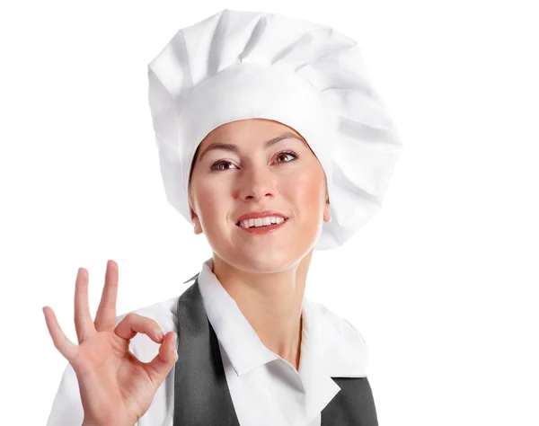 Mulher sorridente chef — Fotografia de Stock