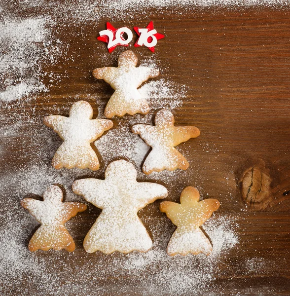 Vánoční strom domácí anděl cookie — Stock fotografie