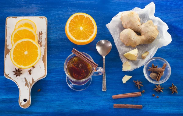 Té de jengibre con naranja y miel —  Fotos de Stock