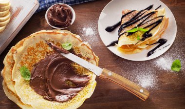 Krem çikolata ve muz krep