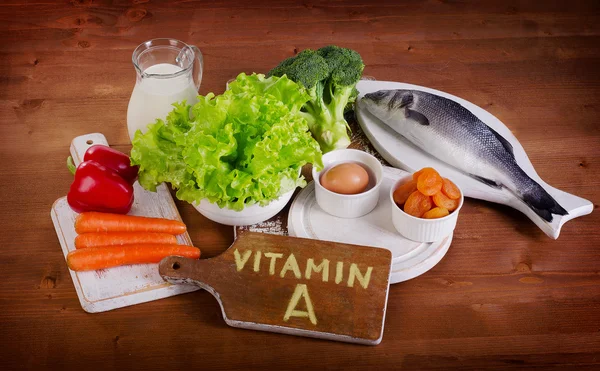 Foods containing vitamin A — Stock Photo, Image