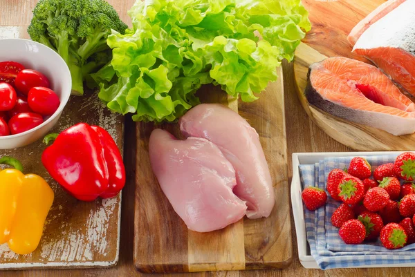 Healthy food on a wooden table — Stock Photo, Image