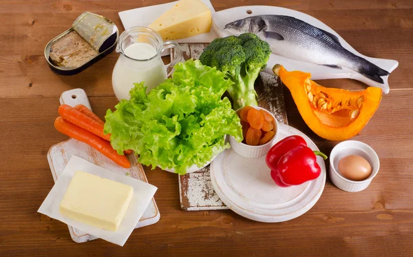 Fontes alimentares saudáveis de vitamina A . — Fotografia de Stock