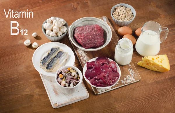 Products Highest in Vitamin B12 — Stock Photo, Image