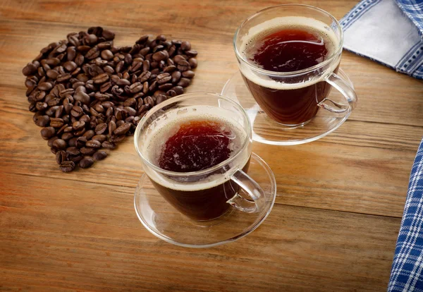 Twee glas kopjes koffie — Stockfoto