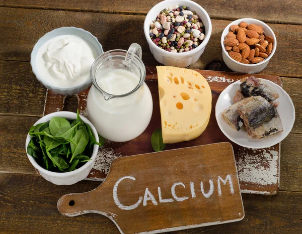 Kalcium rika livsmedel källor Stockfoto