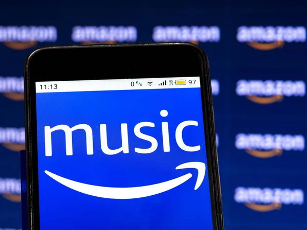 Kiev Ukraine Januari 2021 Deze Foto Illustratie Een Amazon Music — Stockfoto