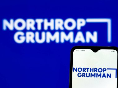 Kiev, Ukrayna, 31 Mayıs 2021. Bu resimde Northrop Grumman Şirketi 'nin logosu akıllı telefondan gösteriliyor.
