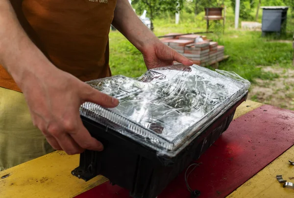 Owner Small Transport Company Follower Circular Economy Rebuilding Truck Headlight — Stock Photo, Image