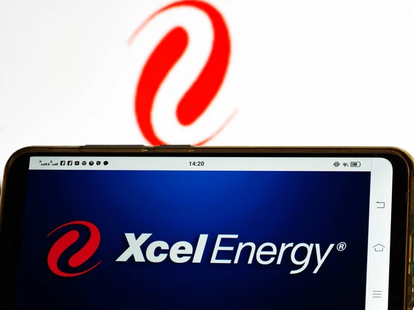 Kijów Ukraina Czerwca 2021 Tej Ilustracji Logo Xcel Energy Inc — Zdjęcie stockowe