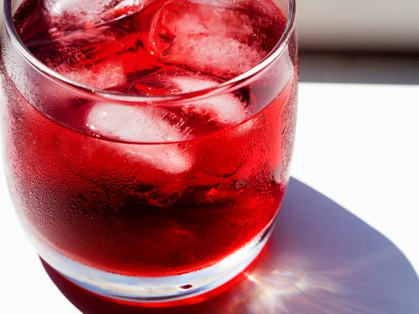 Vaso Limonada Casera Hibisco Con Hielo Agua Soda —  Fotos de Stock