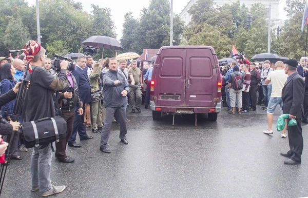 Protestující poblíž ministerstvem obrany Ukrajiny — Stock fotografie