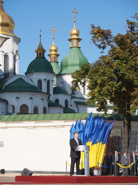 De Voorzitter petro poroshenko--sophia plein — Stockfoto