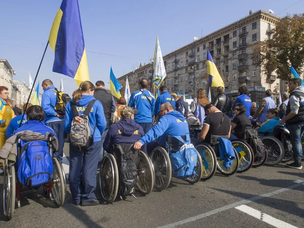 People with special needs on peace march — Stock Photo, Image