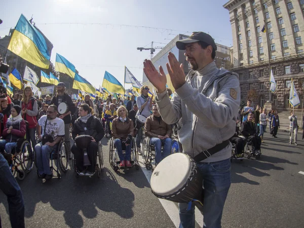 People with special needs on peace march — Stock Photo, Image