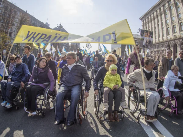 People with special needs on peace march — Stock Photo, Image