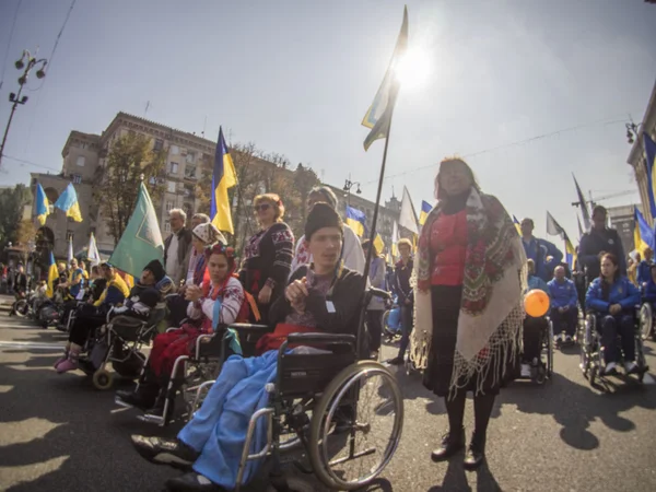 People with special needs on peace march — Stock Photo, Image