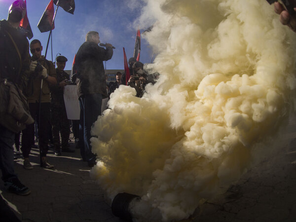 "Right sector" lit smoke bomb at CEC