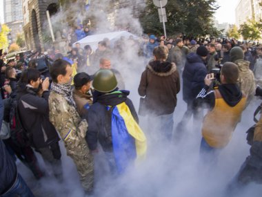 Ukrayna Cumhurbaşkanlığı yönetim yakınındaki Avtomaydan protesto
