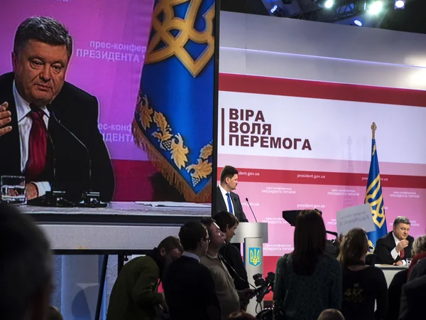 Voorzitter Poroshenko samengevat jaar — Stockfoto