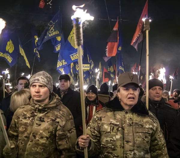 Procession till ära av Stepan Bandera — Stockfoto