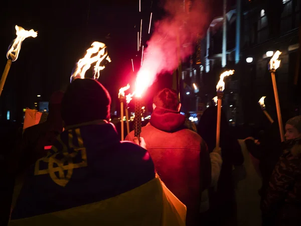 Procession till ära av Stepan Bandera — Stockfoto