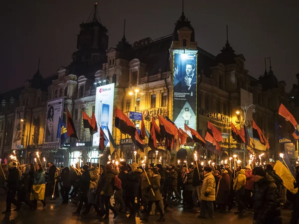 Procession in honor of Stepan Bandera — Stock Photo, Image