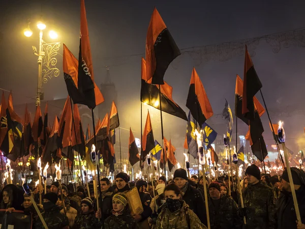 Procession till ära av Stepan Bandera — Stockfoto