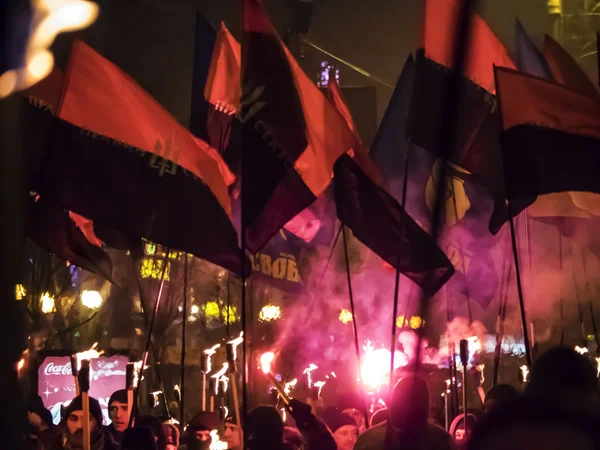 Procession till ära av Stepan Bandera — Stockfoto