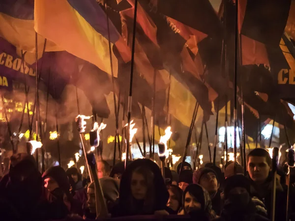 Procession till ära av Stepan Bandera — Stockfoto