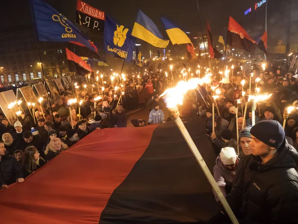 Procession till ära av Stepan Bandera — Stockfoto