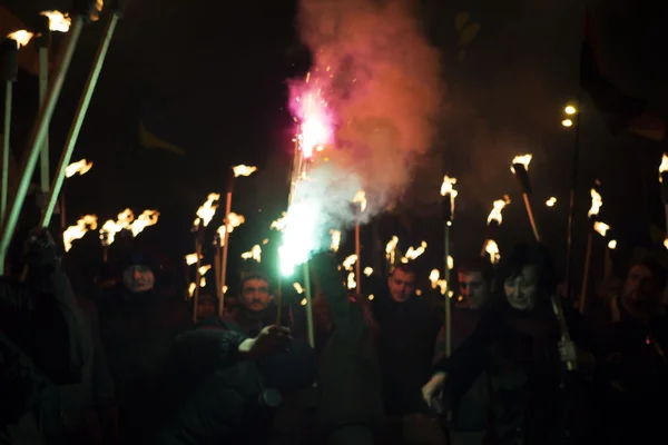 Procession till ära av Stepan Bandera — Stockfoto