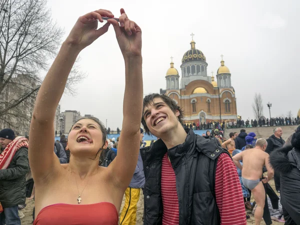 Celebración de la Epifanía en Kiev — Foto de Stock