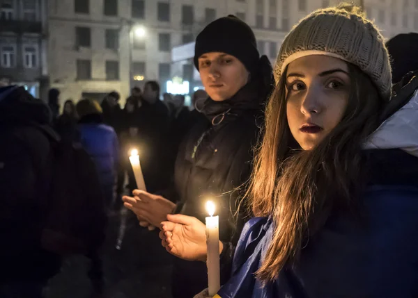 В честь жертв протестов в Киеве — стоковое фото