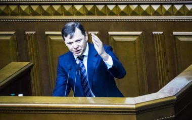 27 JANUARY, 2015 -- KYIV, UKRAINE: Verkhovna Rada announced Russia aggressor. Oleg Lyashko, leader of the Radical Party, speaking at the session of the Verkhovna Rada
