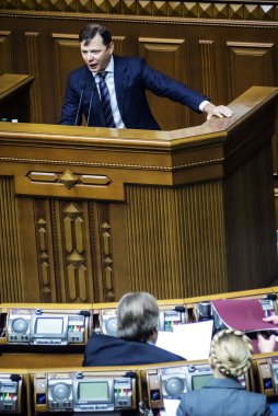 27 JANUARY, 2015 -- KYIV, UKRAINE: Verkhovna Rada announced Russia aggressor. Oleg Lyashko, leader of the Radical Party, speaking at the session of the Verkhovna Rada