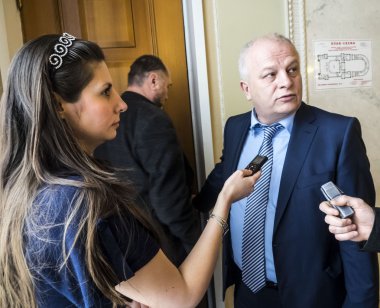 27 Ocak, 2015 - Kiev, Ukrayna: Verkhovna Rada Rusya saldırgan duyurdu. Stepan Kubiv, Verkhovna Rada Ukrayna'da Cumhurbaşkanlığı temsilcisi.
