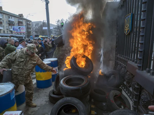 Prapor 'Aydar' protest v Kyjevě — Stock fotografie