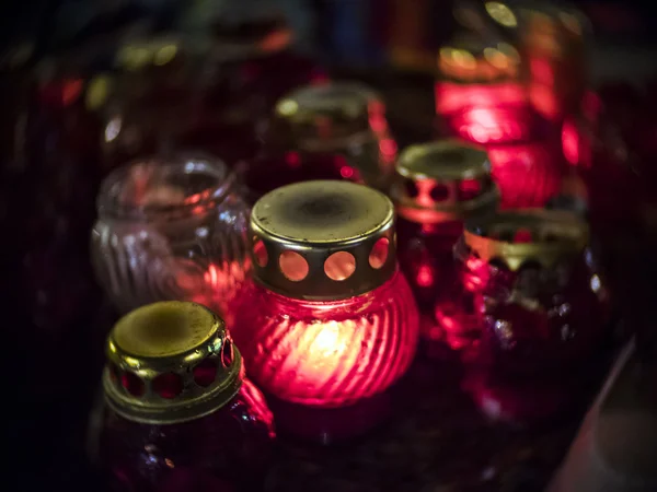 Lamps in memory of victims — Stock Photo, Image