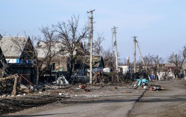 Destroyed village in Donetsk region clipart