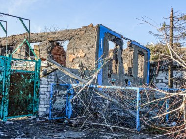 Destroyed house in Donetsk region clipart